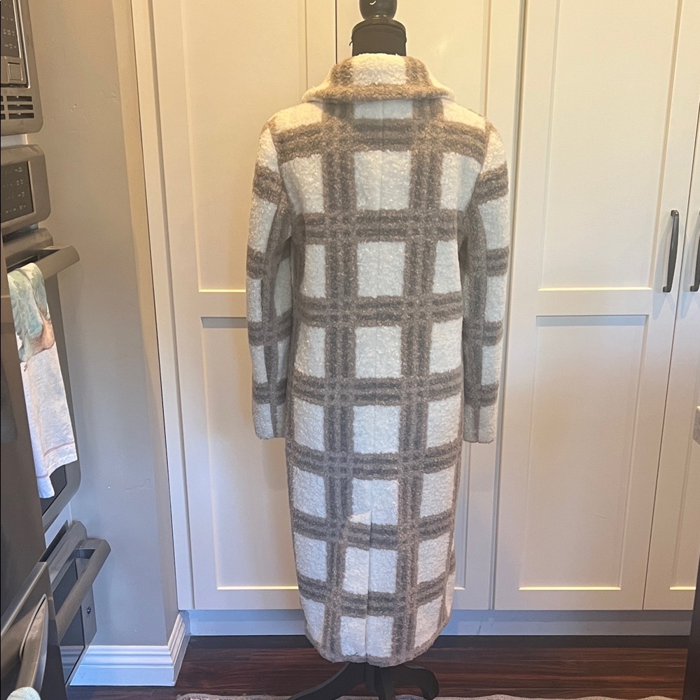 Anthropologie NVLT Tan Teddy Coat – Cream & Tan Windowpane – Size XS – EUC - Picture 8 of 10